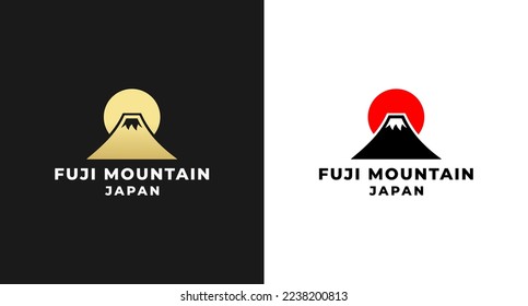 mount fuji logo or mount fuji logo vector isolated. Illustration of Mount Fuji, Japan. Best mount fuji logo in elegant style. Mountain fujiyama logo for content about Japan.