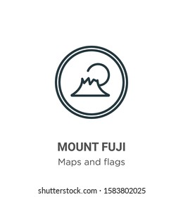 Mount fuji outline vector icon. Thin line black mount fuji icon, flat vector simple element illustration from editable maps and flags concept isolated on white background