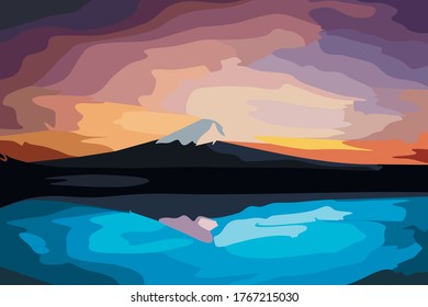 El Monte Fuji San se refleja en el lago.