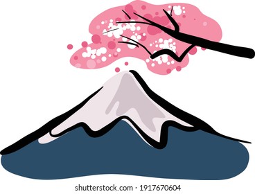Mount Fuji stock illustration vector , isolated in white background