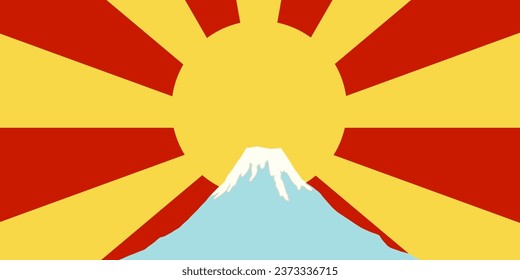 Mount Fuji and Sunburst Background Banner Illustration

