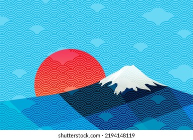 Mount Fuji sunrise New Year's card background