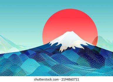 Mount Fuji sunrise New Year's card background