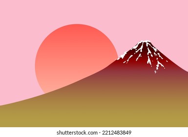 Mount Fuji sunrise New Year's card background