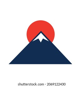 Mount Fuji and sunrise Vector Flat Icon