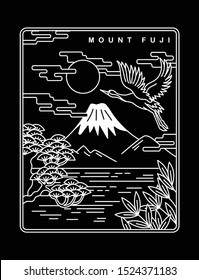 Mount Fuji Vector Illustration. For T-shirt Prints, Posters And Other Uses.