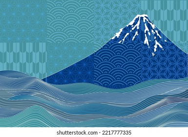 Mount Fuji wave New Year's card background