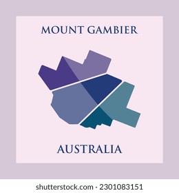 Mapa de la ciudad de Mount Gambier Logotipo creativo geométrico moderno