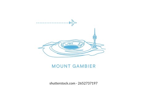 Monte Gambier Line Art com Avião.