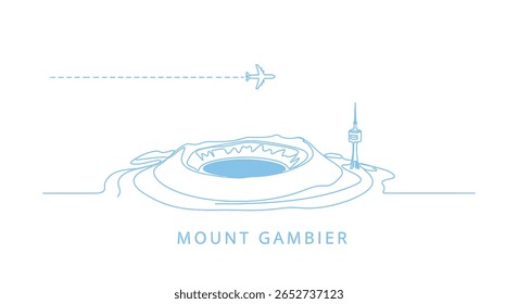 Monte Gambier Line Art com Plane Travel.