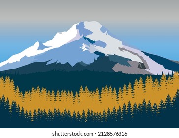 Mount Hood, Oregon Abstract Vector Art - Shutterstock ID 2128576316