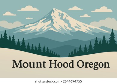 Mount Hood, Oregon, covered in snow during winter, providing breathtaking views of snow-capped peaks, perfect for winter adventures and serene outdoor beauty