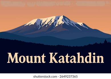 O Monte Katahdin está majestosamente coberto de neve, oferecendo vistas deslumbrantes para o inverno de seus picos acidentados e ambientes serenos