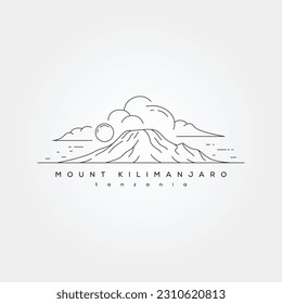 mount kilimanjaro landscape line art vector symbol illustration design, tanzania mountain national park minimal design