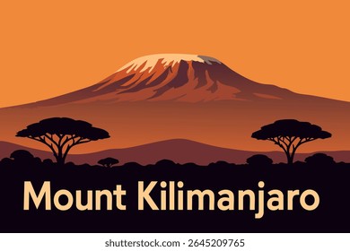 O Monte Kilimanjaro ao pôr do sol oferece uma vista deslumbrante das planícies abaixo, com o icônico pico coberto de neve brilhando sob a luz suave, atraindo aventureiros e entusiastas da natureza