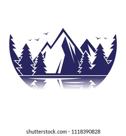 mount with lake logo vector 