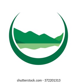 mount with lake logo vector.