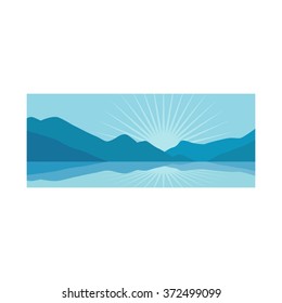 mount and lake logo vector.