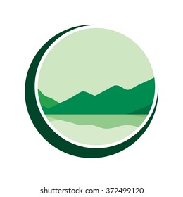 mount and lake logo vector.