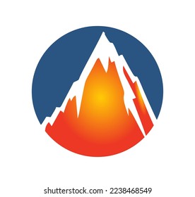 Mount Lava Volcano Vector Icon illustration in white background isolated