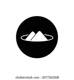 Mount logo circle background black color editable. Mountain icon.