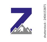 Mount Logo On Letter Z, Mount Hill Symbol Vector Template