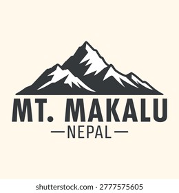 Mount Makalu Nepal mountain peak summit logo design with Makalu in Nepal, a symbol of adventure