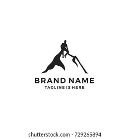 mount man silhouette logo template vector illustration
