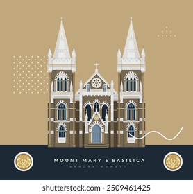 Mount Mary's Basilica - Bandra Mumbai - ilustração de stock como arquivo EPS 10