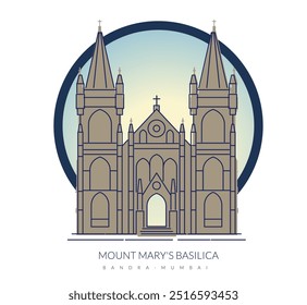 Mount Mary's Basilica- Bandra Mumbai - Stock Illustration as EPS 10 File