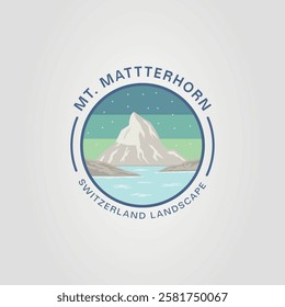 mount matterhorn or switzerland landscape for travel logo vector illustration design