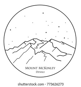 Mount McKinley. Denali. Vector illustation