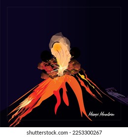 Mount Merapi eruption vector illustration.