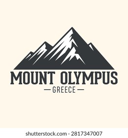 Mount olympus greece, vector logo illustration with mountain landmark adventure outdoors