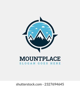 Mount Place Logo, Wild, Compass icon Logo