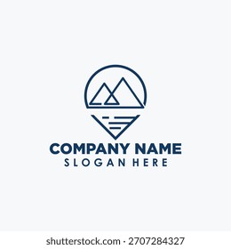 Plantilla de diseño de logotipo vintage de punto de montaje, Vector de diseño de logotipo al aire libre