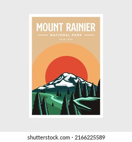 Mount Rainier National park poster vector illustration design