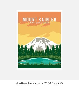 Mount Rainier national park poster vector illustration design