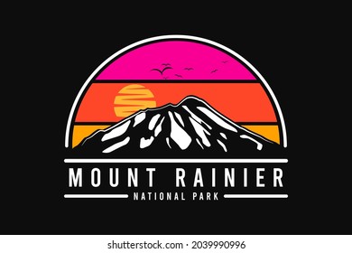 Mount rainier national park, silhouette style