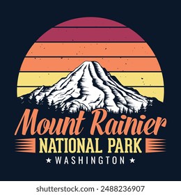 Mount Rainier National park, Washington - Adventure t-shirt design for tourism