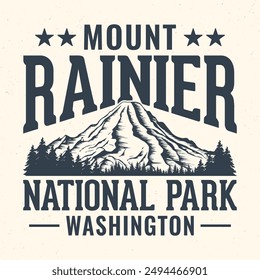 Mount Rainier National park, Washington - Adventure t-shirt design for tourism