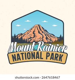 Parque Nacional Mount Rainier, Washington - Design de t-shirt de aventura para o turismo	