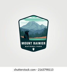 mount rainier patch logo vector symbol illustration design, us national park logo