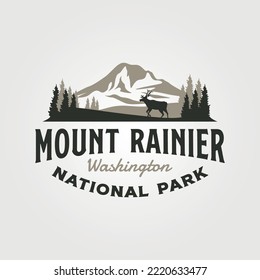 mount rainier vintage logo vector illustration design, adventure travel logo design