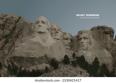 Mount Rushmore in the Black Hills, One of the famous national park and monuments in South Dakota, Mount Rushmore National Monument in the Black Hills of South Dakota, Vector Background