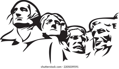 Mount Rushmore Clipart - Vector Illustration