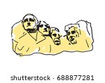 Mount Rushmore hand drawn icon isolated on white background vector illustration. American ethnic culture element, traditional symbol.