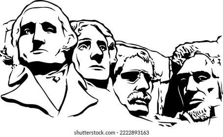 Mount Rushmore Memorial Vector Illustration