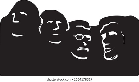 Mount Rushmore National Memorial Engraved Illustration of Famous Presidents