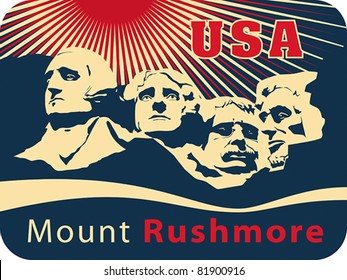 Mount Rushmore National Memorial, EPS 8, CMYK. USA landmark, Shrine of Democracy.